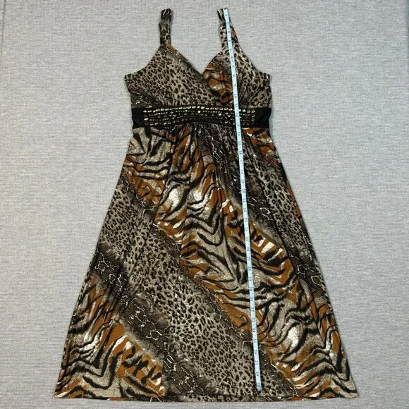 Studio West Apparel Sleeveless Midi Dress Womens Size L Multicolor Animal Print - Picture 11 of 14